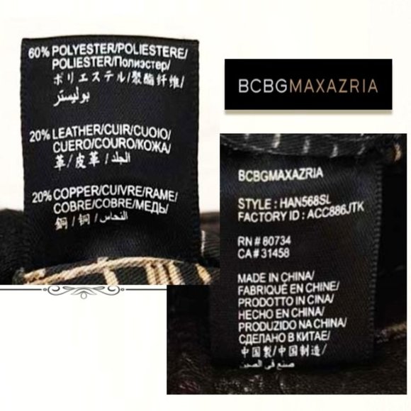 BCBGMaxAzria Brown Black Clutch Genuine Leather Trim Elegant Gold Zipper Design - Picture 9 of 11